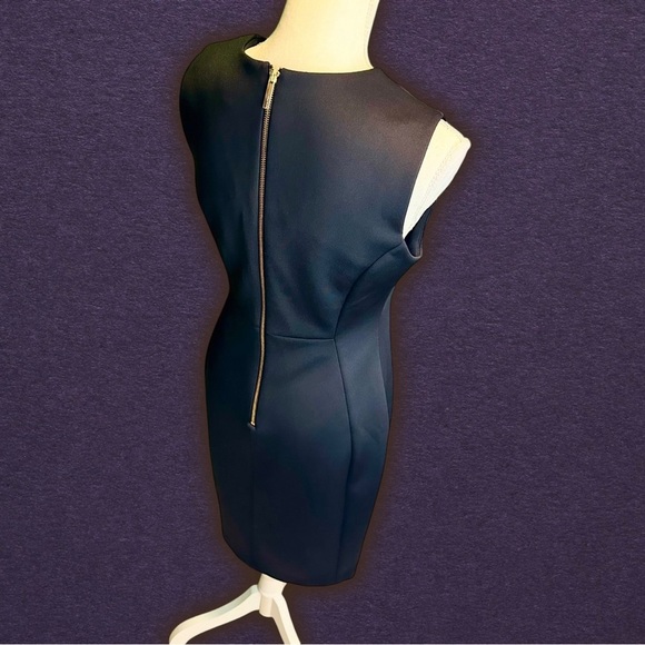 NWOT Calvin Klein Black Scuba Sheath Dress with Pink Floral Embroidery Size 6 - Picture 13 of 16